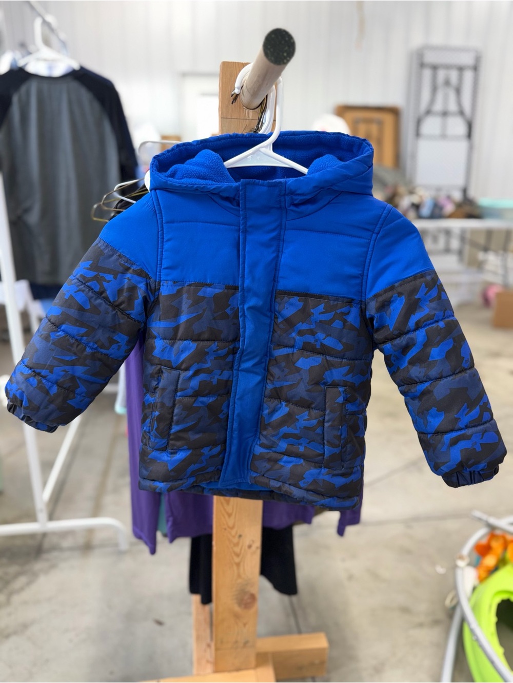 Blue Camo Puffer Coat